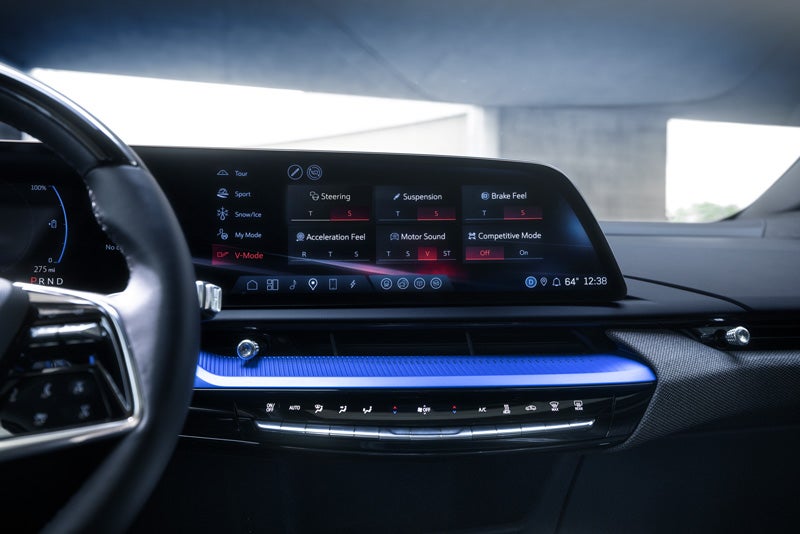 The 2026 OPTIQ-V Display Screen Displaying the V-Mode Settings | Stevens Creek Cadillac in Santa Clara CA