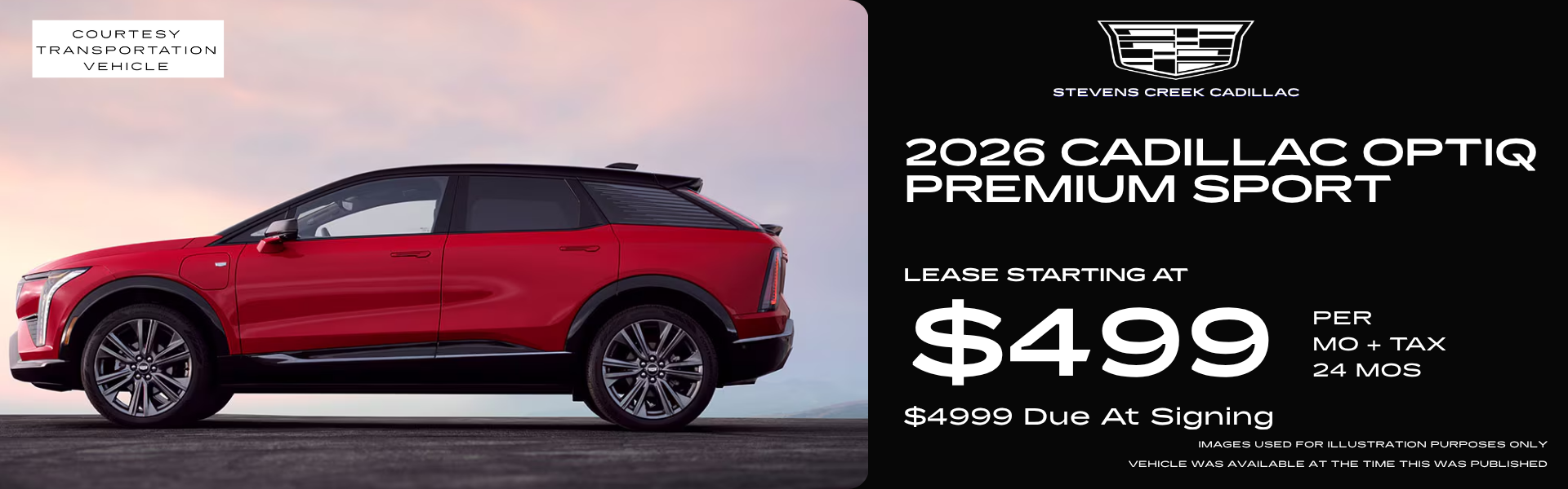 Select 2026 CADILLAC OPTIQ PREMIUM SPORT